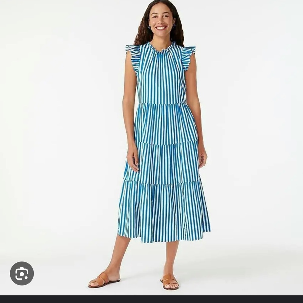 Jcrew tiered cotton Donny dress in cape stripe
